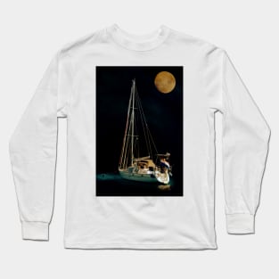 Anchored Under A Full Moon Long Sleeve T-Shirt